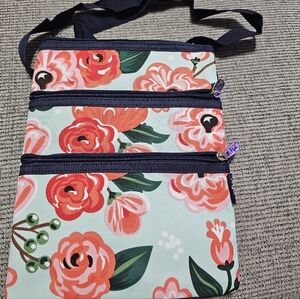 NWT Floral Multi-Pocket Crossbody Bag